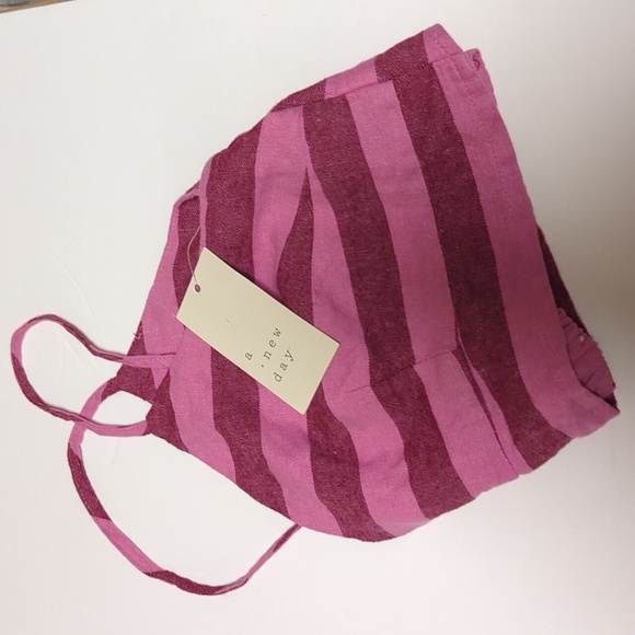 New A New Day Beach Bungalow Linen Bralette Pink Berry Striped - Picture 7 of 7